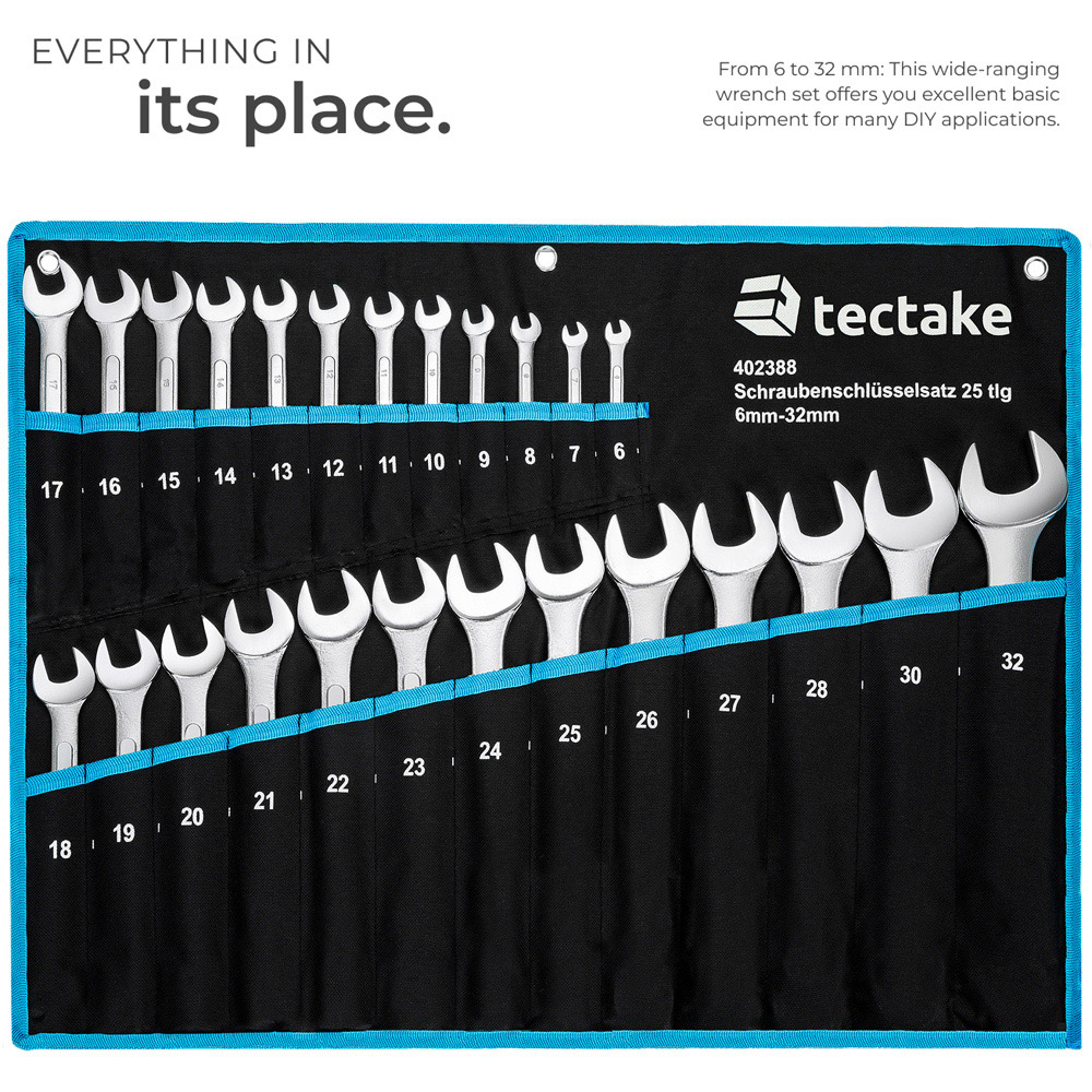tectake 25 Piece Black and Blue Extensive Selection Spanner Set Image 4