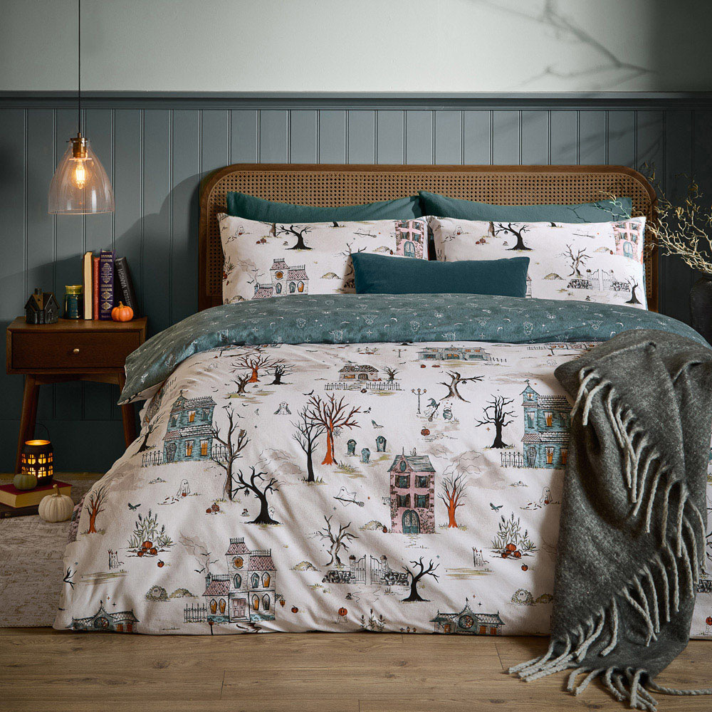 Furn Super King Size Ghost Town Dusk Halloween Reversible Duvet Set Image 5