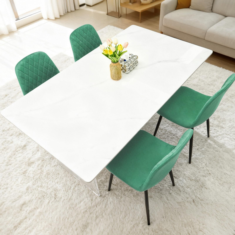 Alivio Set of 4 Green Velvet Dining Chair Image 4