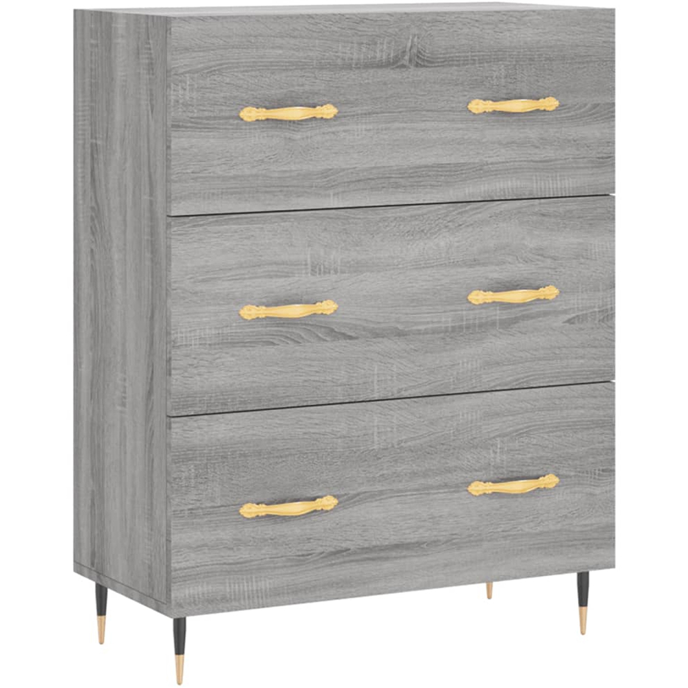 vidaXL 2 Glass Door 3 Drawer Grey Sonoma Highboard Image 7