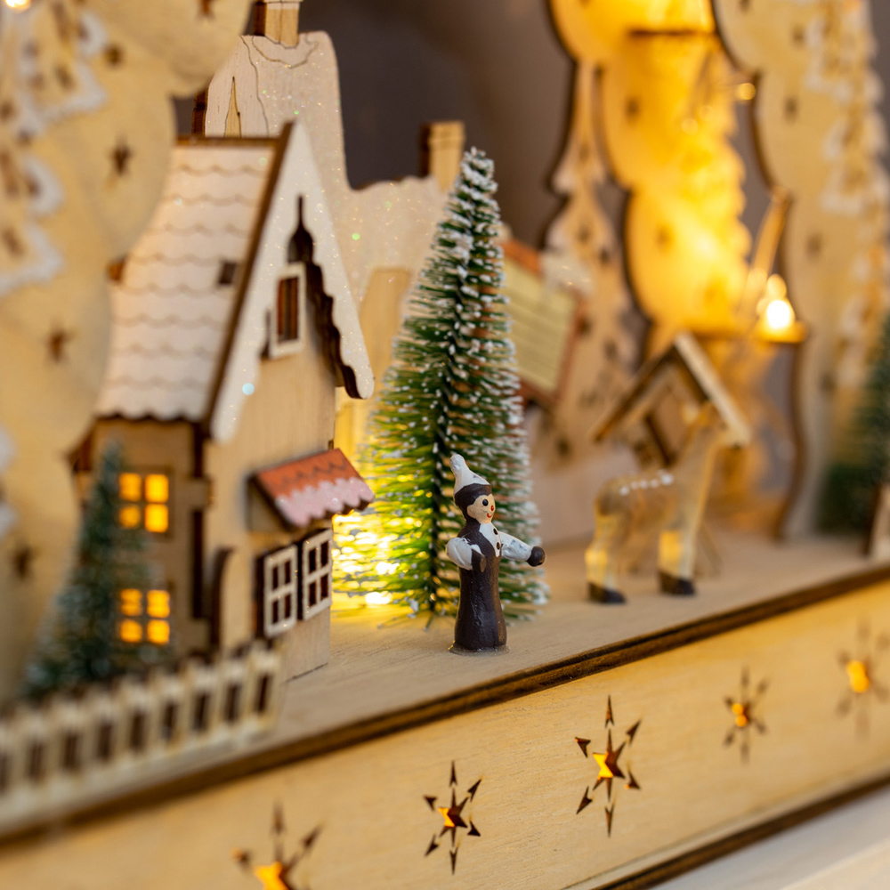 The Christmas Workshop LED Wooden Christmas House Scene Decoration Image 4