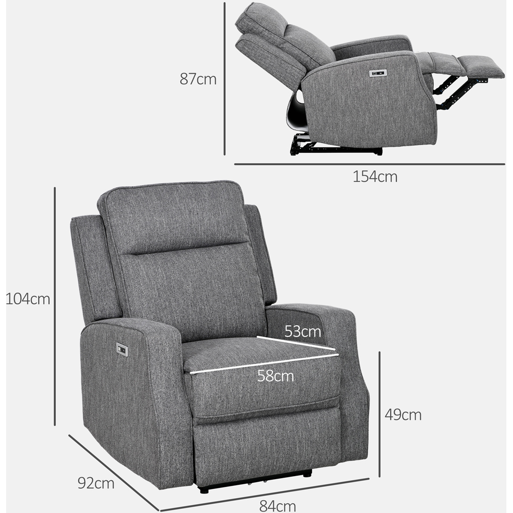 HOMCOM Charcoal Grey Electric Recliner Armchair Image 7