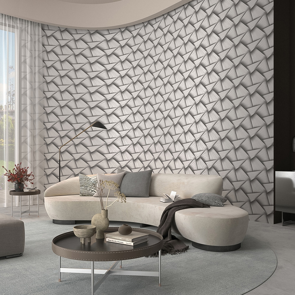 Erismann Pose Striking Geometric Textured Grey Vinyl Wallpaper Image 4