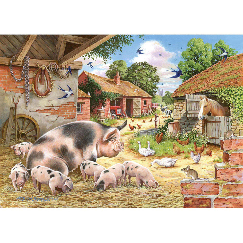 The House of Puzzles Poppy's Piglets 500 Piece Jigsaw Puzzle Image