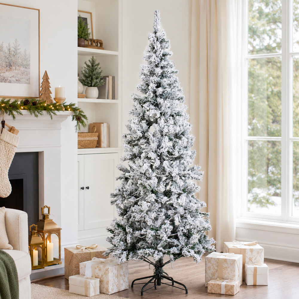 Abrihome Snow Flocked Artificial Christmas Tree with 500 Tips 6ft Image 3