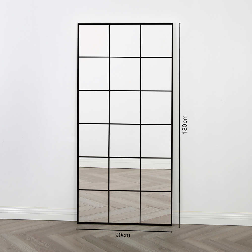Aion Black Framed Window Mirror 180 x 90cm Image 4