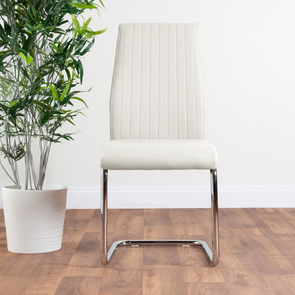 Furniturebox Arona Fortana 6 Seater Round Dining Set White and Chrome Image 2