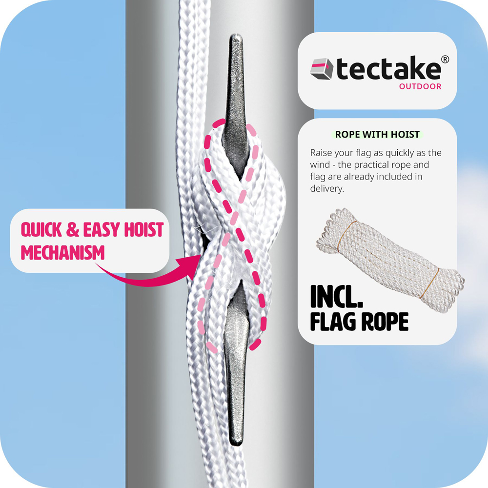 tectake Colourful Flag with Flagpole 6.25m Image 2