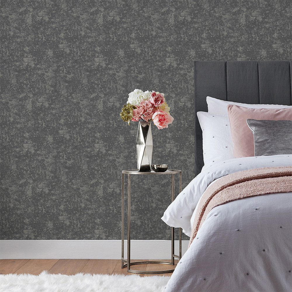 Paoletti Symphony Charcoal Textured Vinyl Wallpaper Image 3