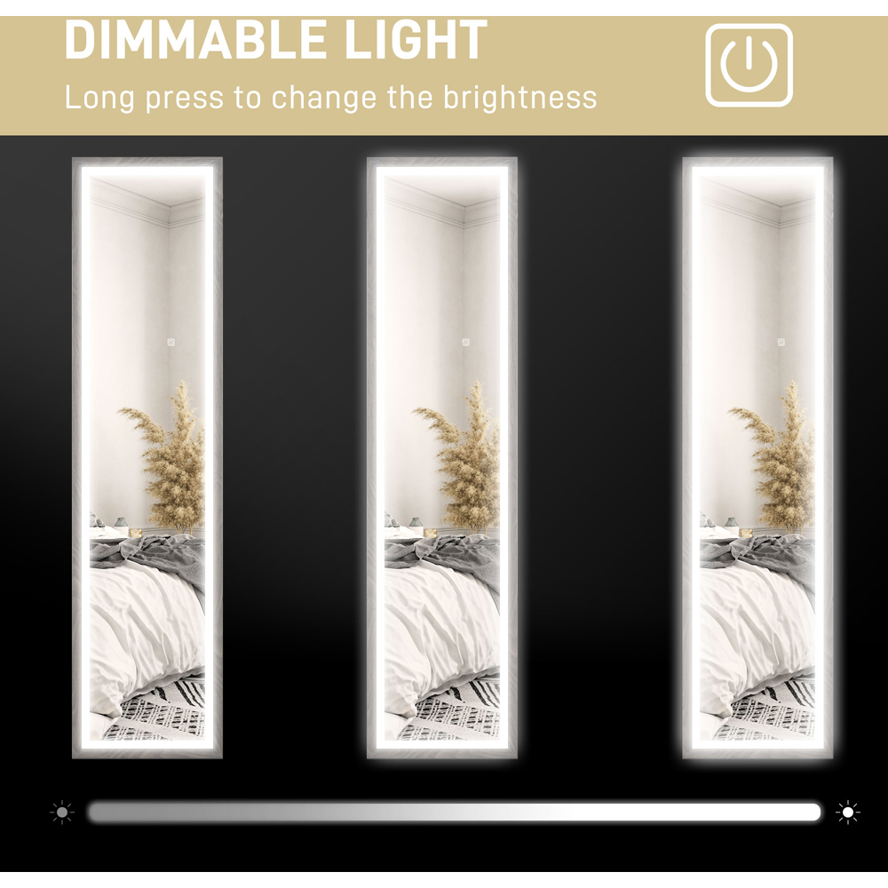 Portland Grey Wood Effect Frame Full Length Mirror with Dimming Lights 160 x 40cm Image 8