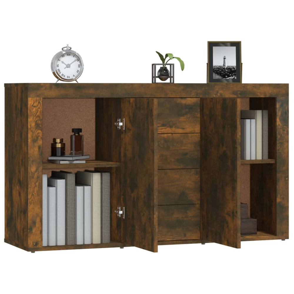 vidaXL 2 Door 4 Drawer Smoked Oak Sideboard Image 4