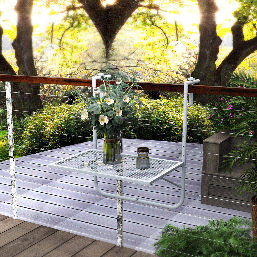 Outsunny Grey Adjustable Balcony Hanging Table Image 3