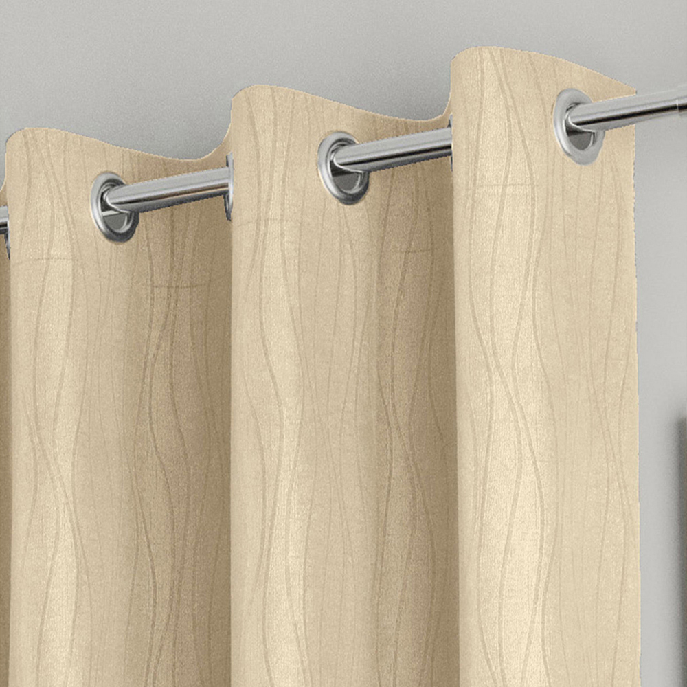 Enhanced Living Goodwood Cream Embossed Wave Thermal Eyelet Curtain 117 x 137cm Image 3
