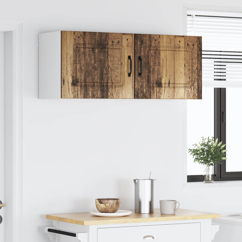 vidaXL Kalmar Single Door Old Wood Wall Mounted Wide Kitchen Cabinet Set of 2 Image 9