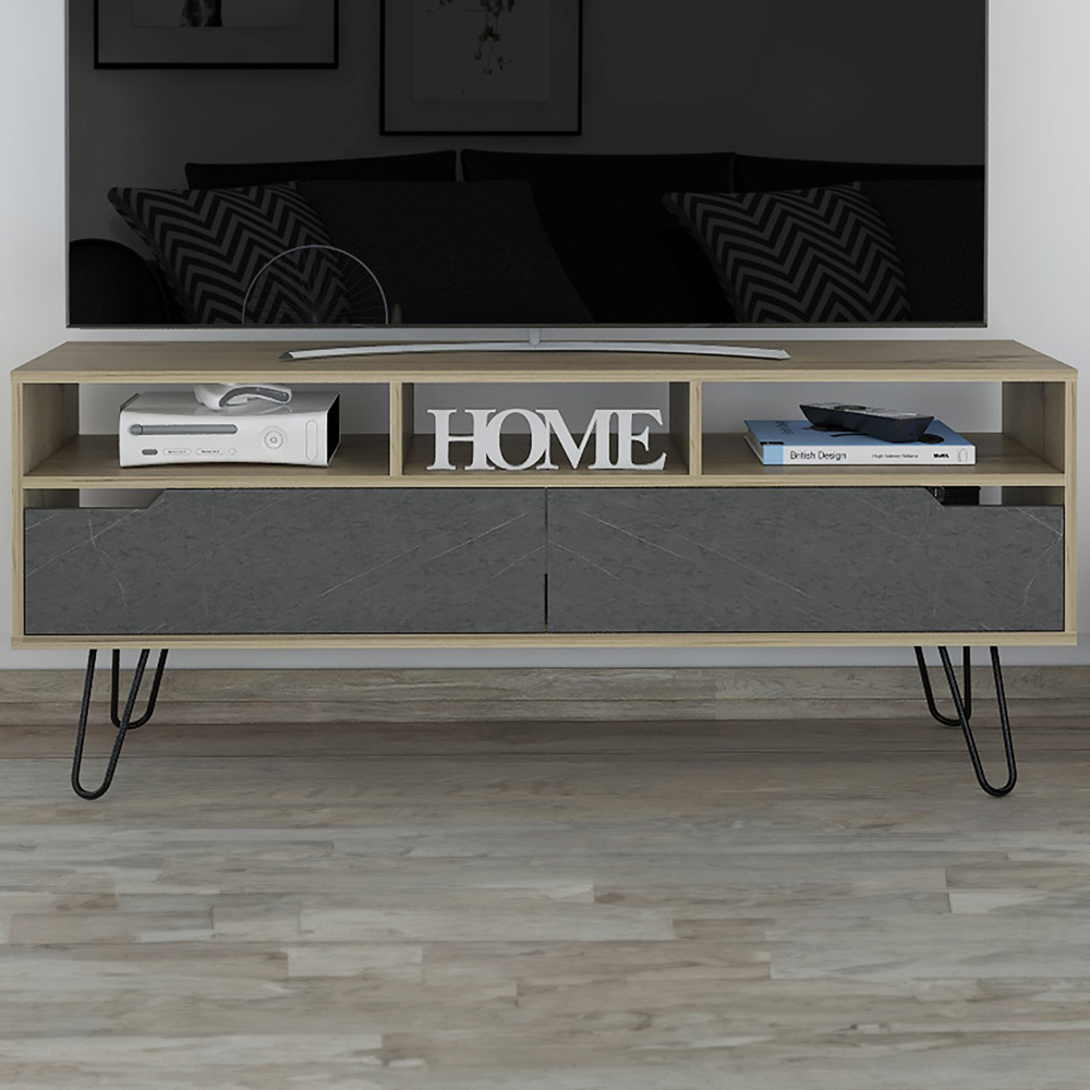 Core Products Manhattan 2 Doors Pine and Grey TV Unit Image 1