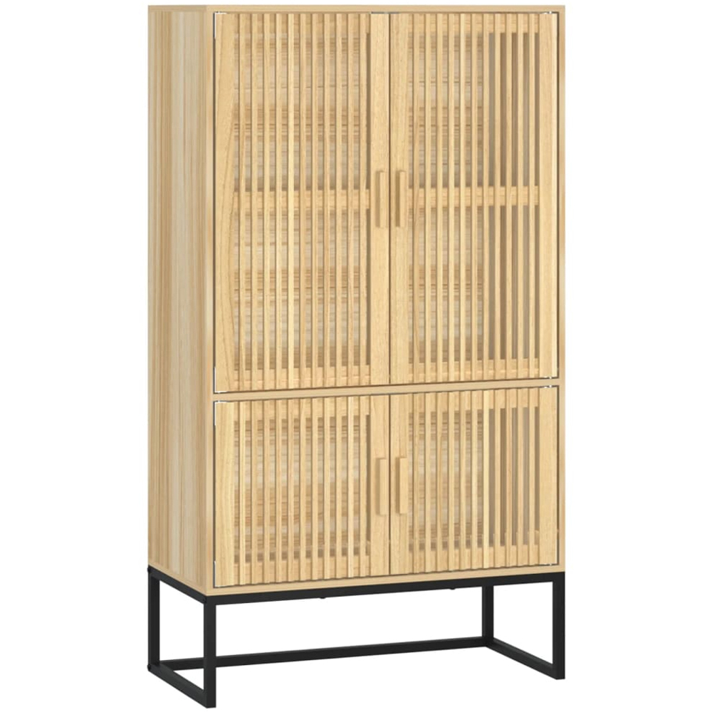 vidaXL 4 Door Brown Fluted Design Highboard Image 2