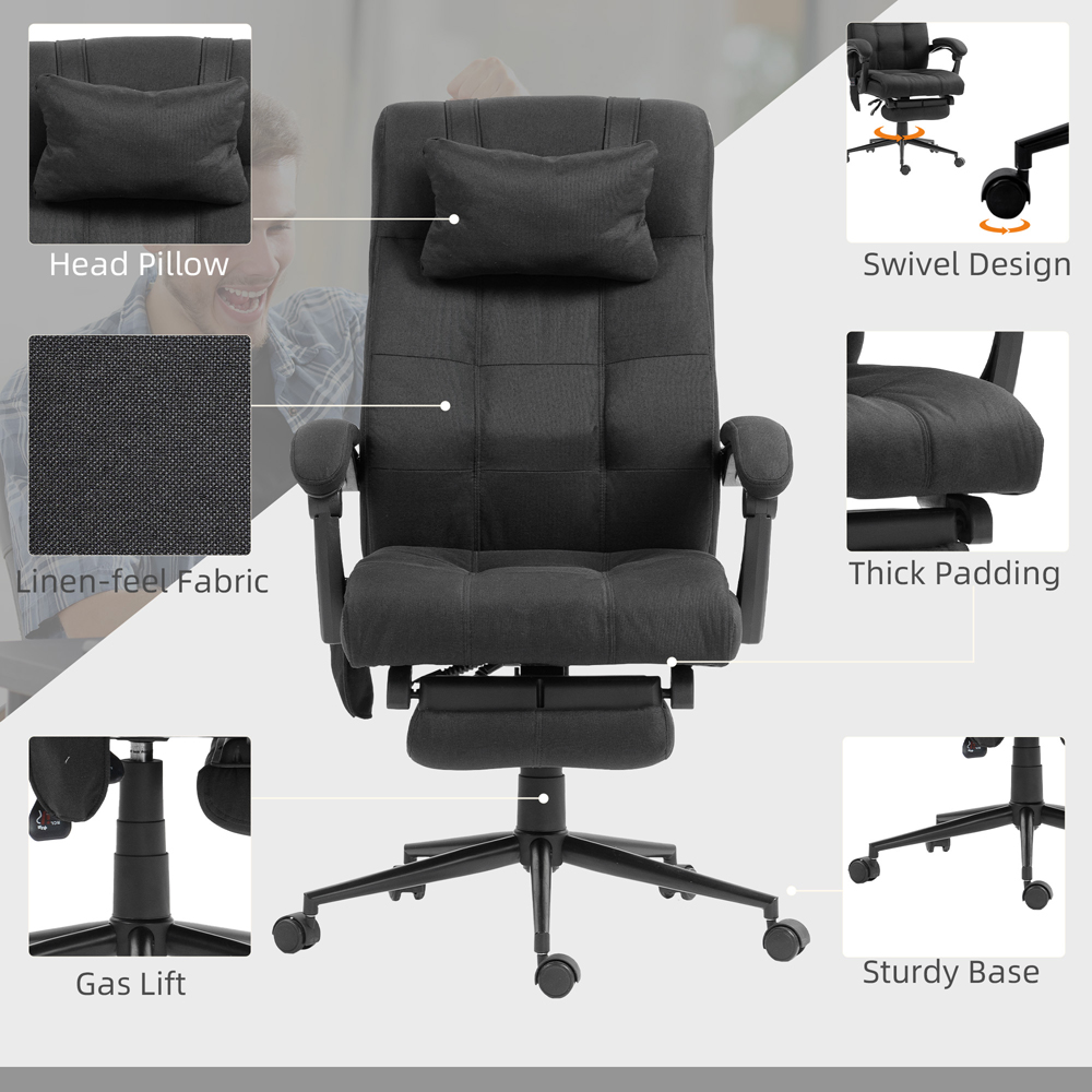 Vinsetto Black Fabric Heated Massage Office Chair Image 8