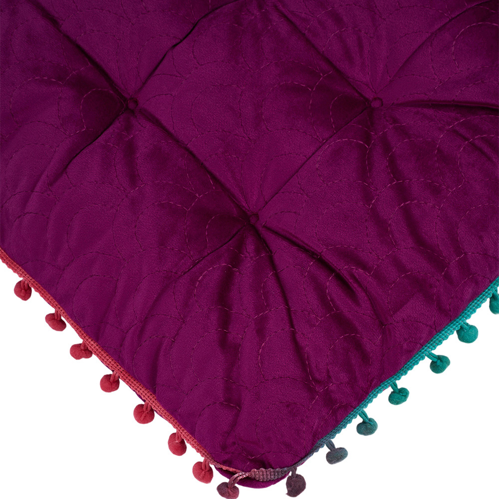 Living and Home Magenta Soft Chair Cushion with Pom Pom Trim 40 x 40cm Image 4
