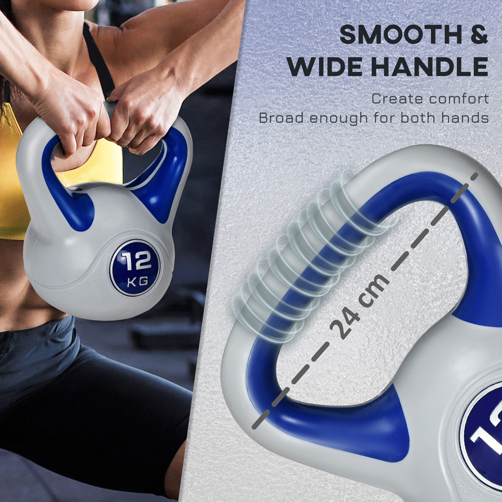 SPORTNOW Dark Blue and Grey Kettlebell with Handle 12kg Image 8