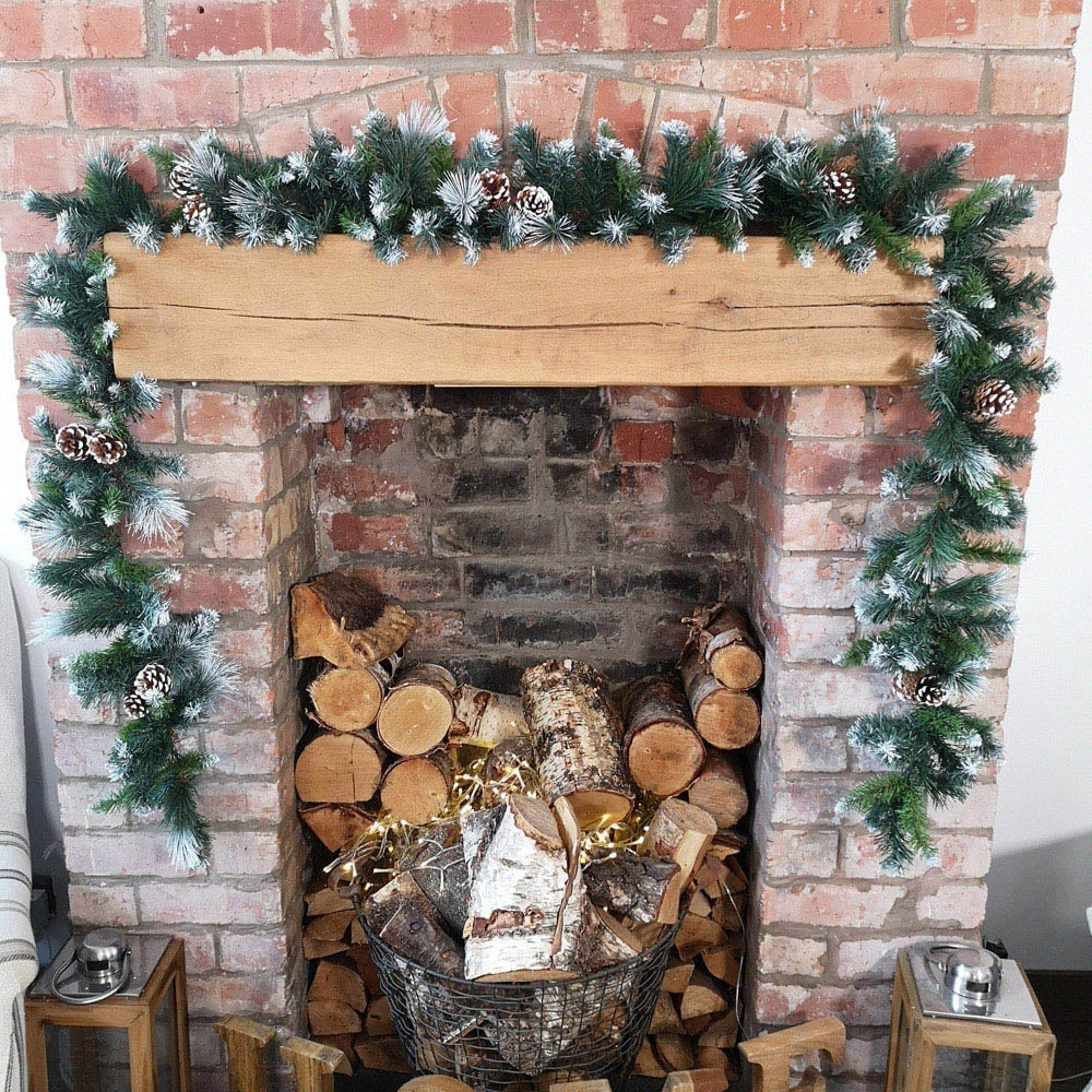Samuel Alexander Frosted Glacier Christmas Garland with Pine Cones 270cm Image 6