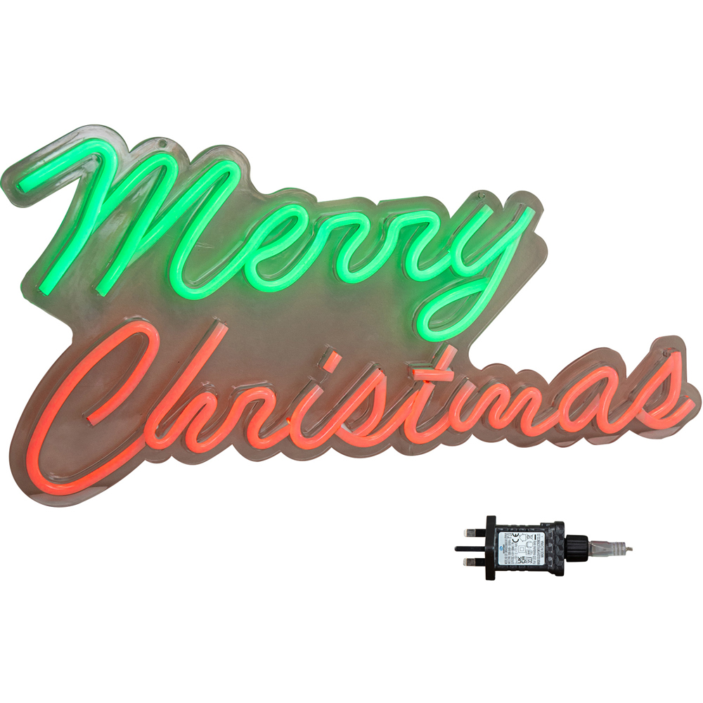Samuel Alexander Green and Red LED Light Up Neon Merry Christmas Decoration Image 3