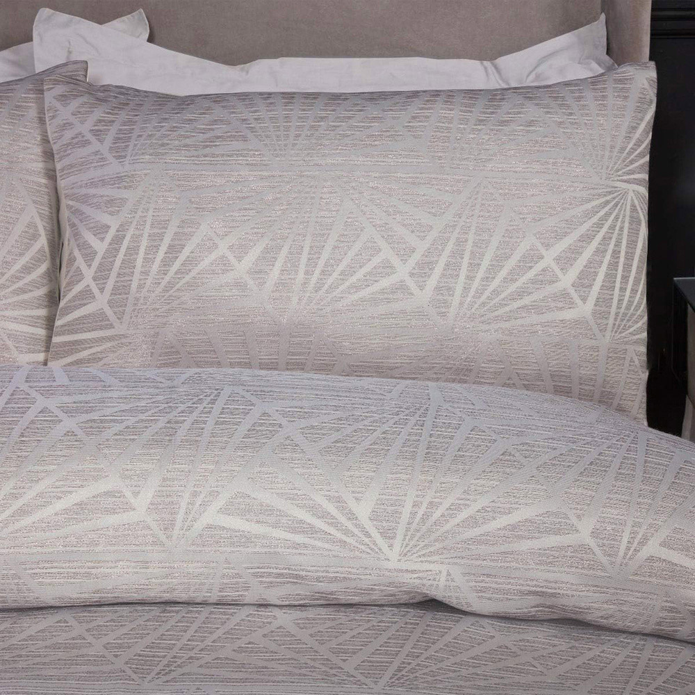 Smart Living Double Natural Lurex Jacquard Geometric Duvet Cover Set Image 3