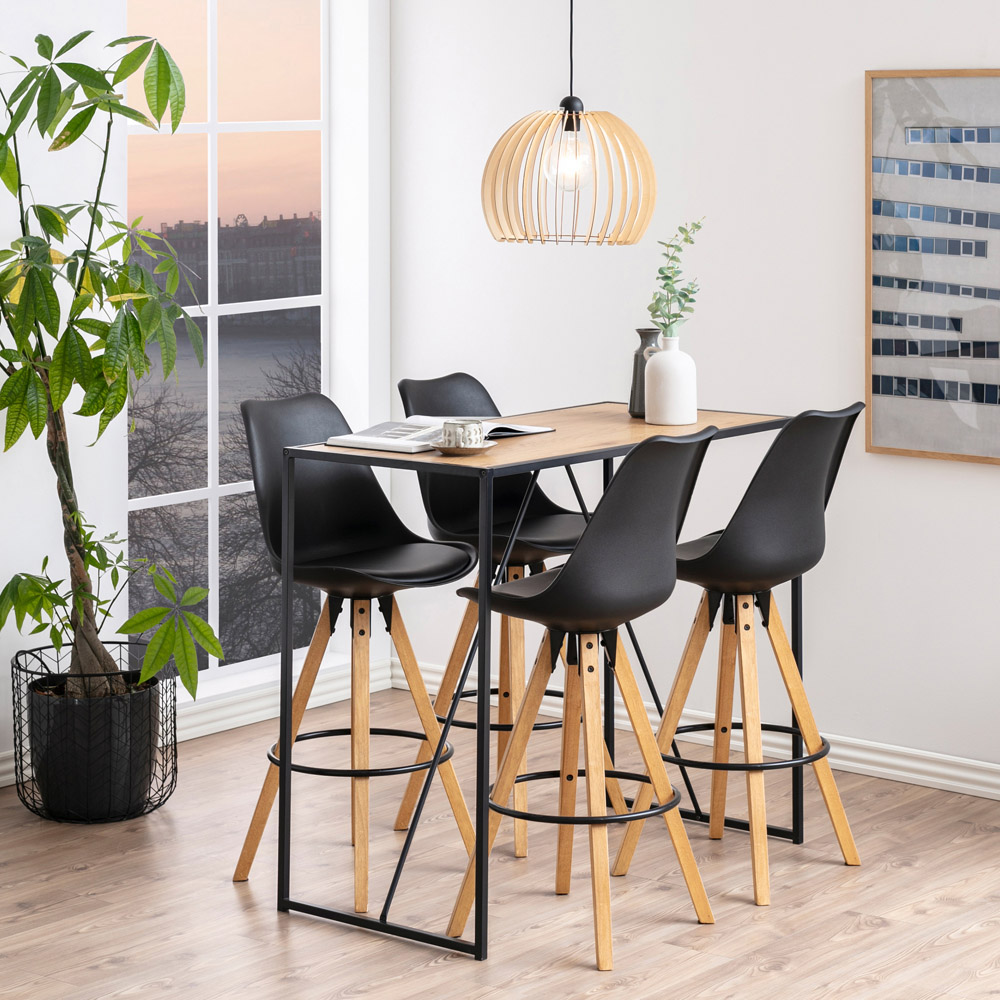 Florence Seaford Oak Top Black Metal Bar Table Image 8