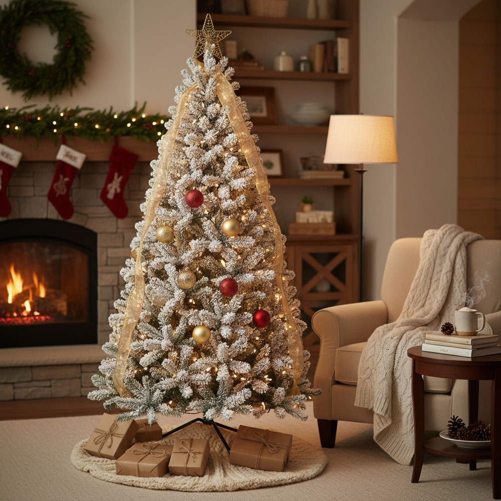 Festive Christmas Full White Frosted Fir Artificial Christmas Tree with Stand 6ft Image 3