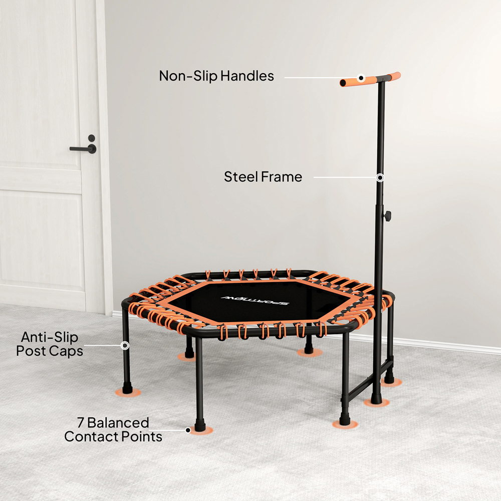 SPORTNOW 3.7ft Orange Trampoline with Adjustable Handle and LED Lights Image 8