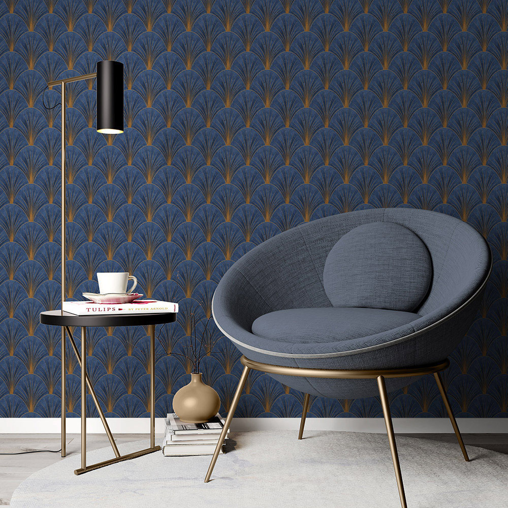 Elle Decoration AvantGarde Blue Vinyl Wallpaper by Erismann Image 2