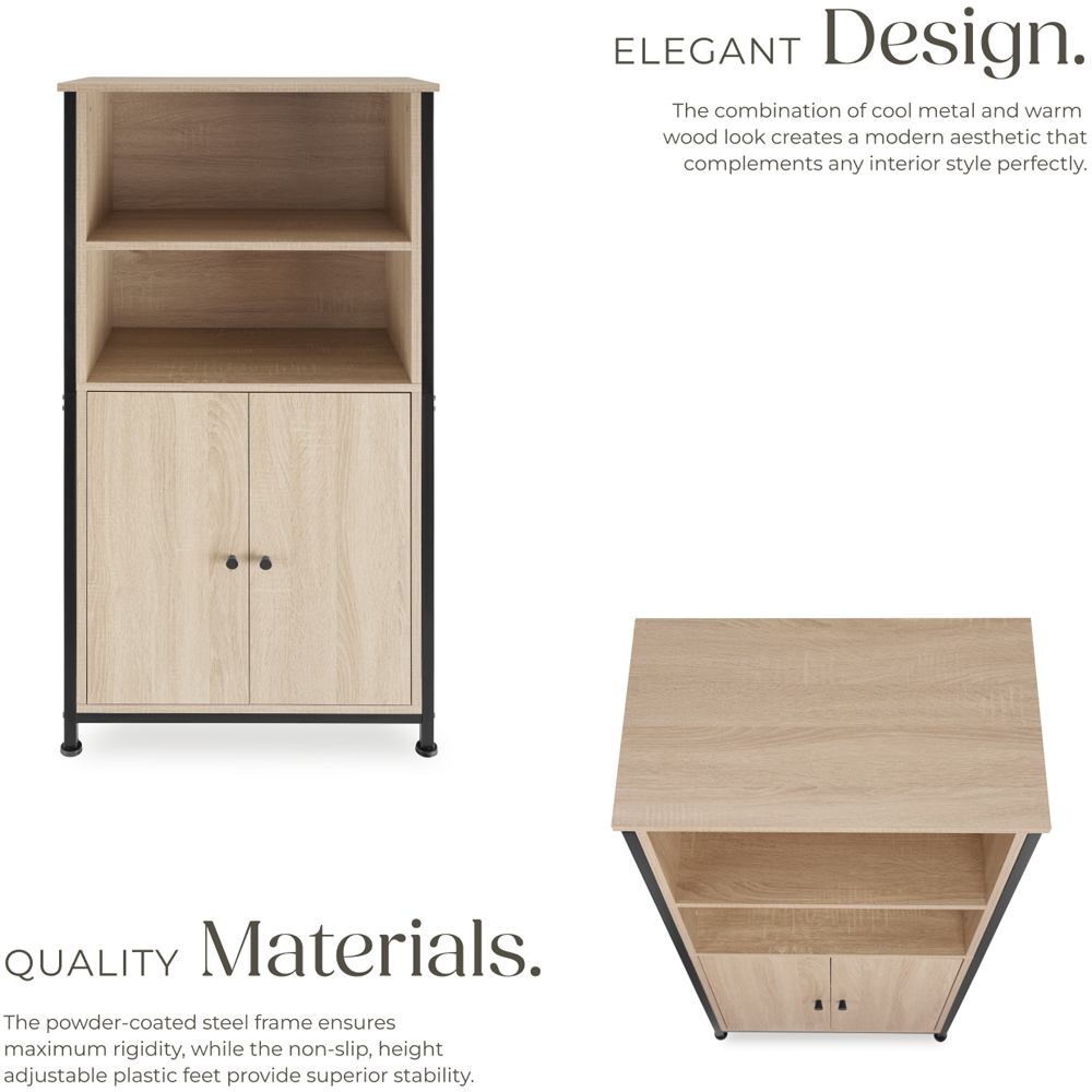 Tectake Doncaster 2 Door 2 Shelf Sonoma Oak Display Cabinet Image 4