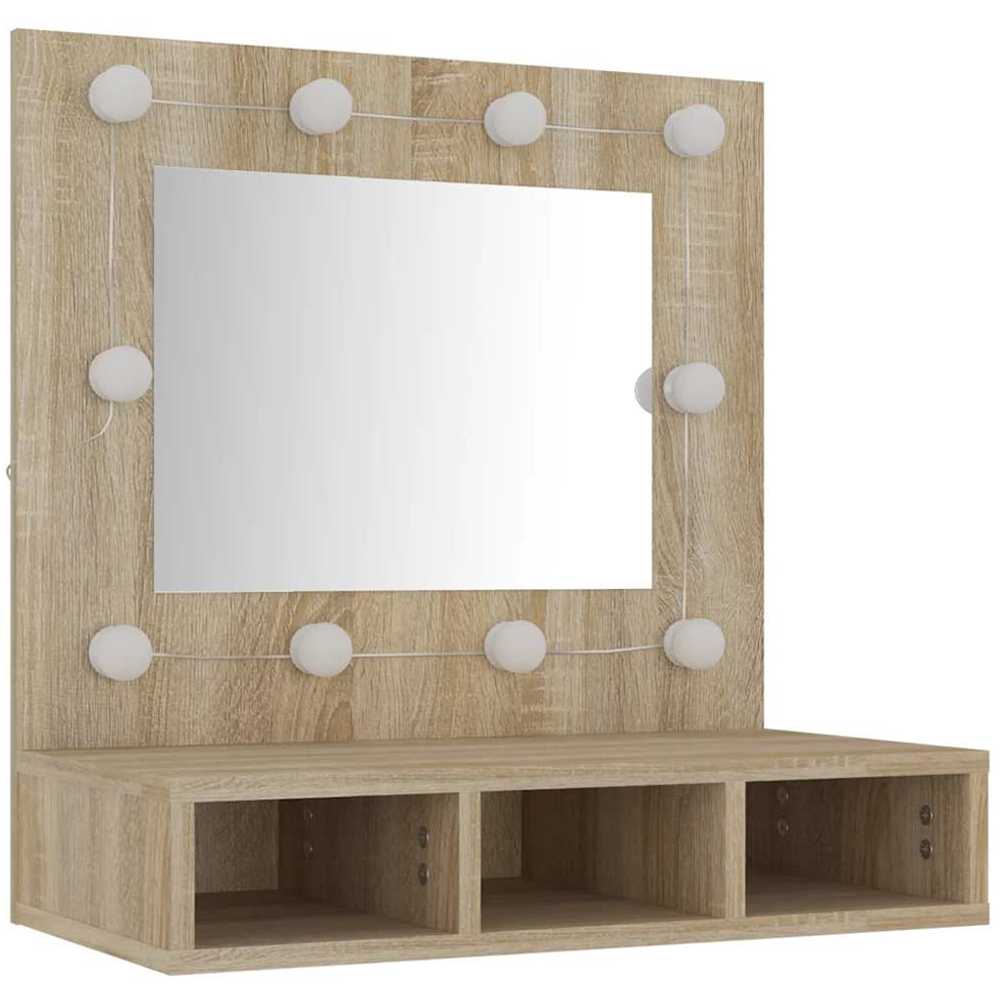 vidaXL 3 Shelf LED Sonoma Oak Mirror Cabinet Image 3