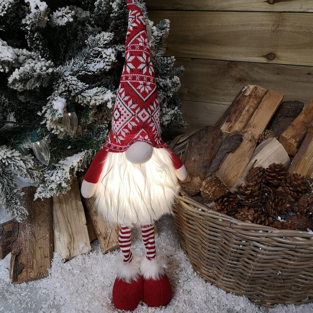 Samuel Alexander Red Patterned Nordic Gnome Gonk Christmas Decoration 66cm Image 2