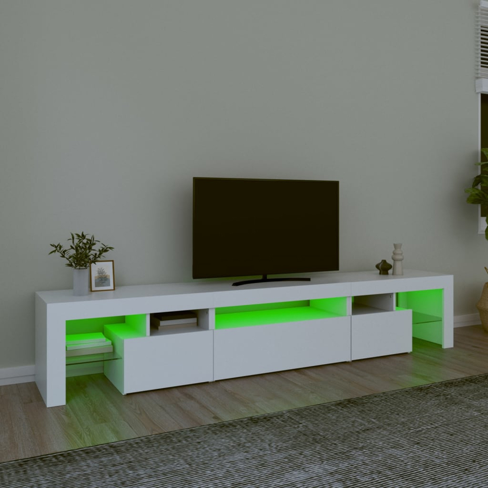 vidaXL 3 Door 5 Shelf White LED TV Cabinet Image 8