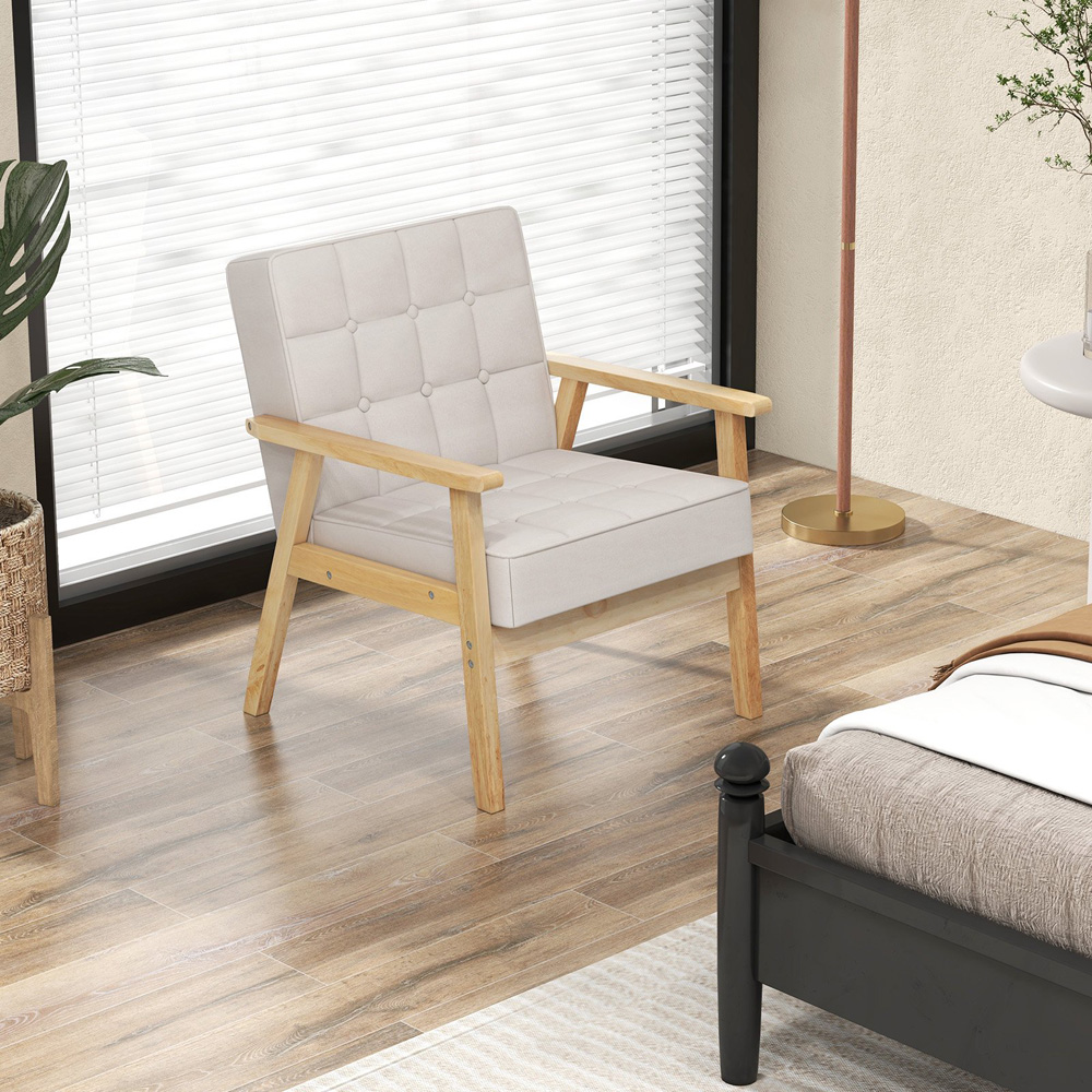 Costway Beige Modern Accent Chair Image 3