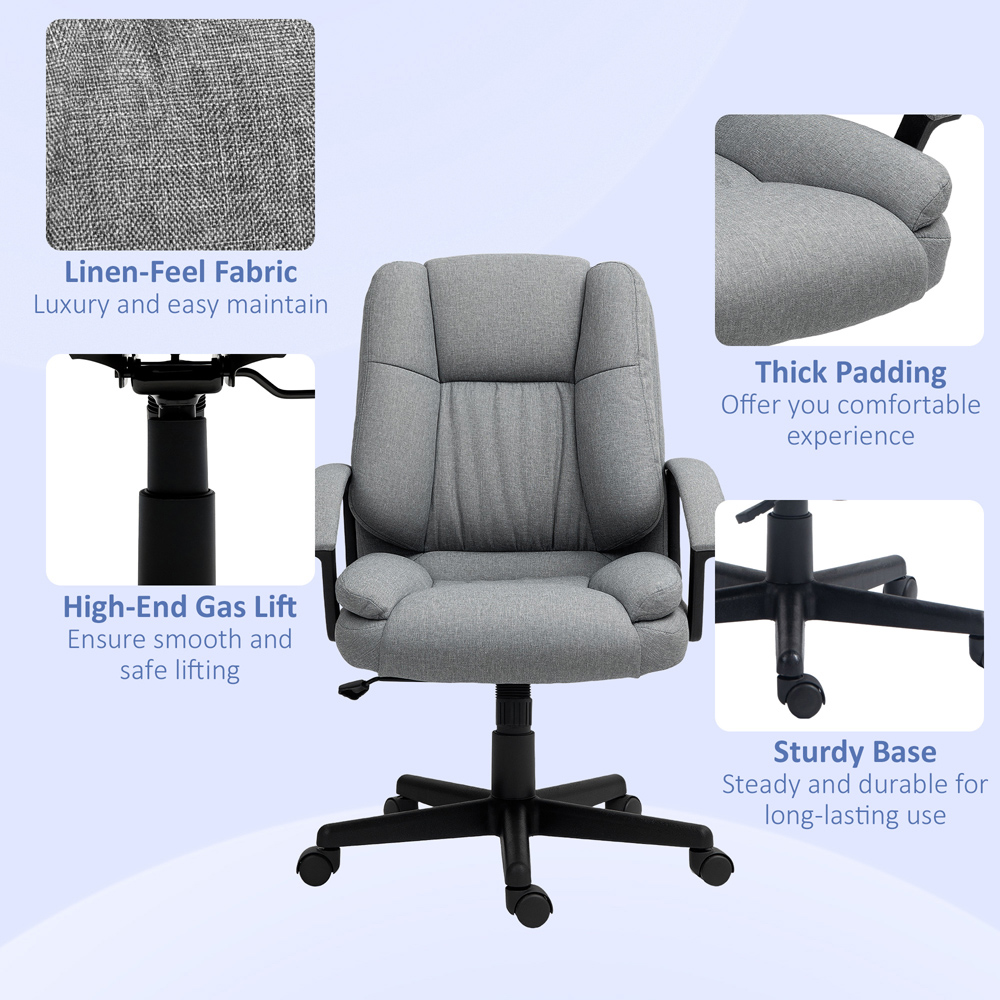 Portland Grey Swivel Mid Back Executive Office Chair Image 7