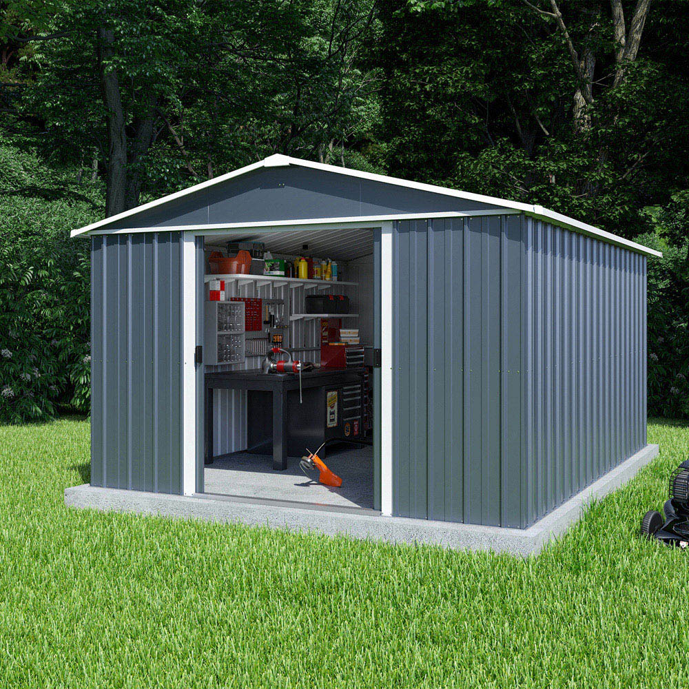 Yardmaster 10 x 13ft Castleton Anthracite Apex Metal Storage Shed Image 3