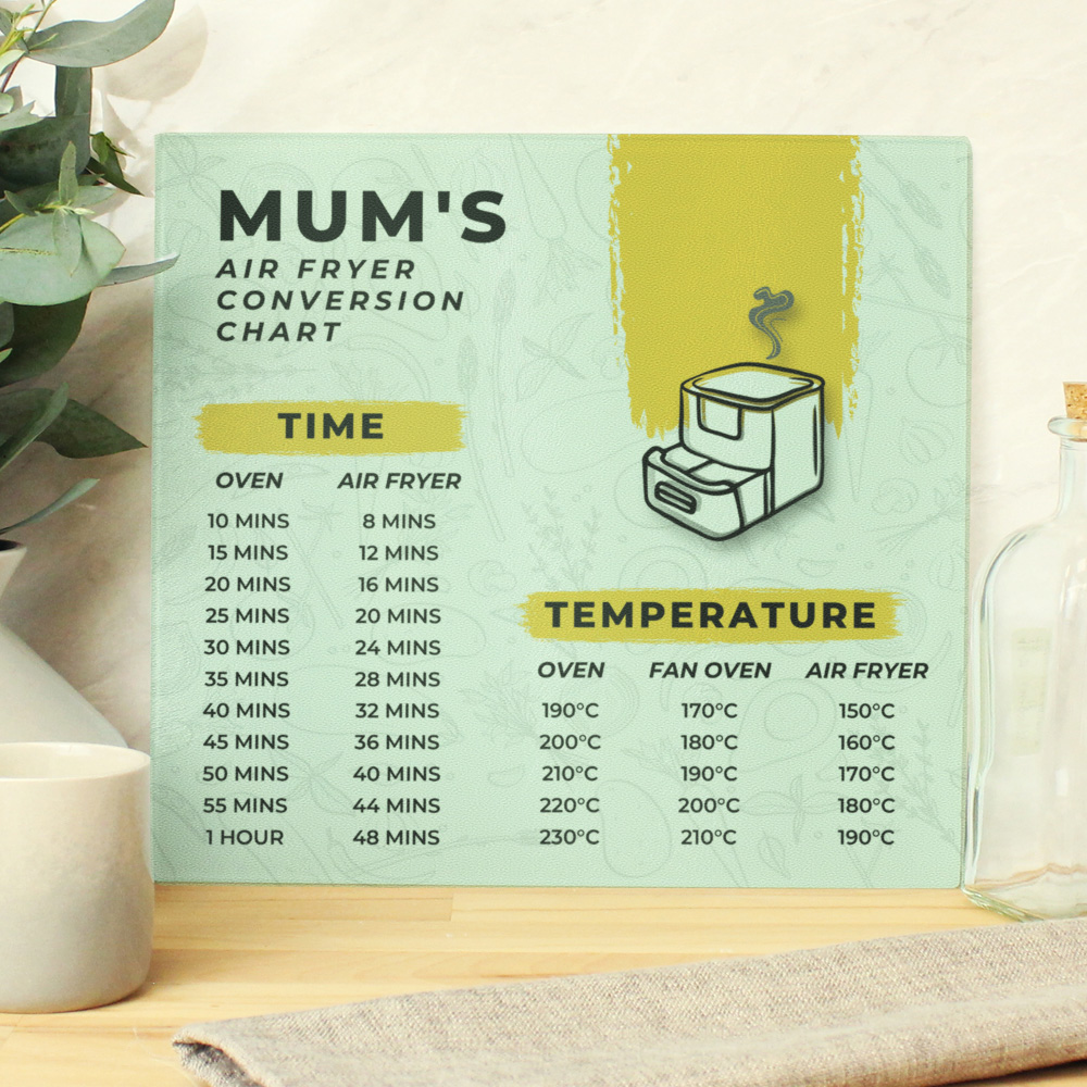 Personalised Memento Company Personalised Air Fryer Chart Glass Chopping Board Image 3