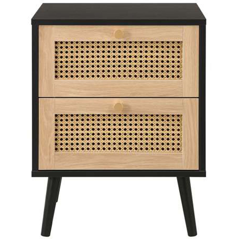 Birlea Croxley Black 2 Drawer Rattan Bedside Table Set of 2 Image 4