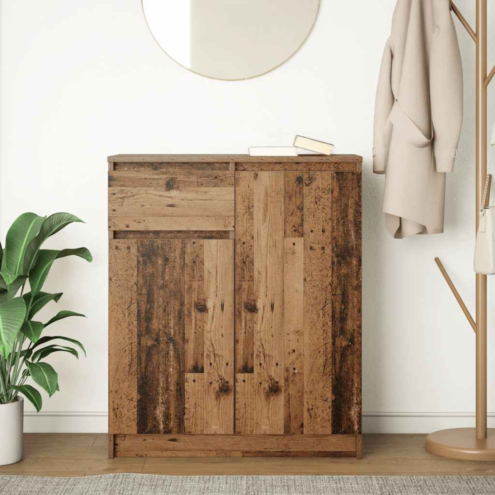 vidaXL 2 Door Single Drawer Old Wood Sideboard Image 9