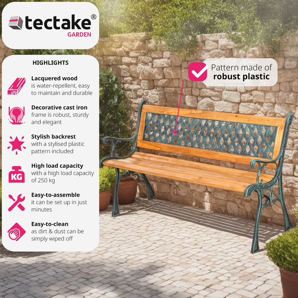 tectake Tamara 2 Seater Brown Garden Bench Image 6