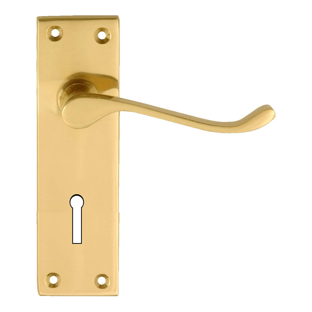 Wilko Functional Victorian Scroll Lock Door Handle Image 1