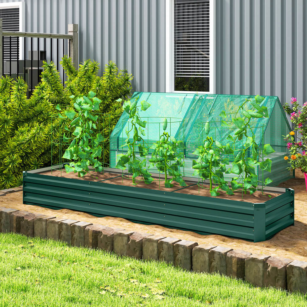 Outsunny Green Steel Galvanised Raised Garden Bed 30 x 60 x 240cm Image 2
