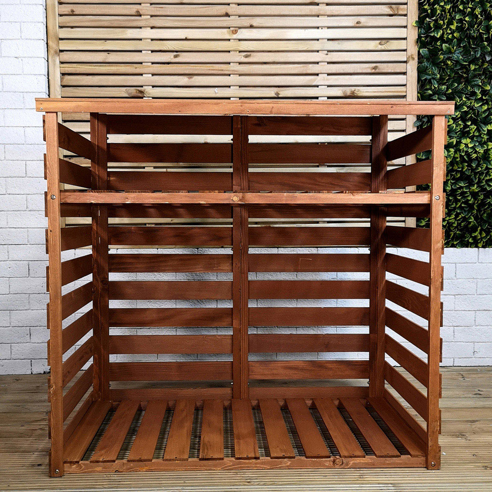 Samuel Alexander 122 x 122cm Large Wooden Garden Patio Log Store Shed with Shelf Image 4