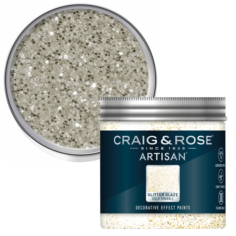 Craig & Rose Artisan Walls & Ceilings Glitter Glaze Gold Sparkle Paint 300ml Image 1