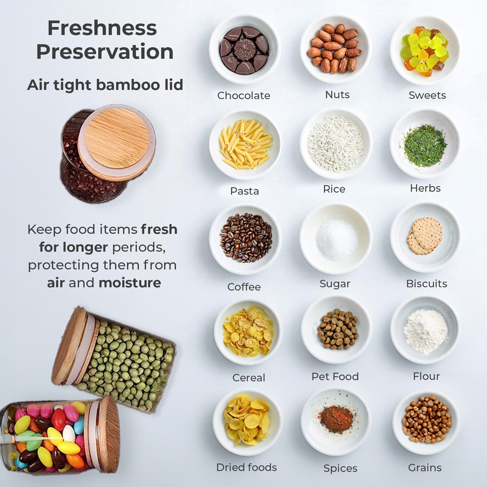 Neo Airtight Bamboo Lid Glass Storage Jar 4 Pack Image 7