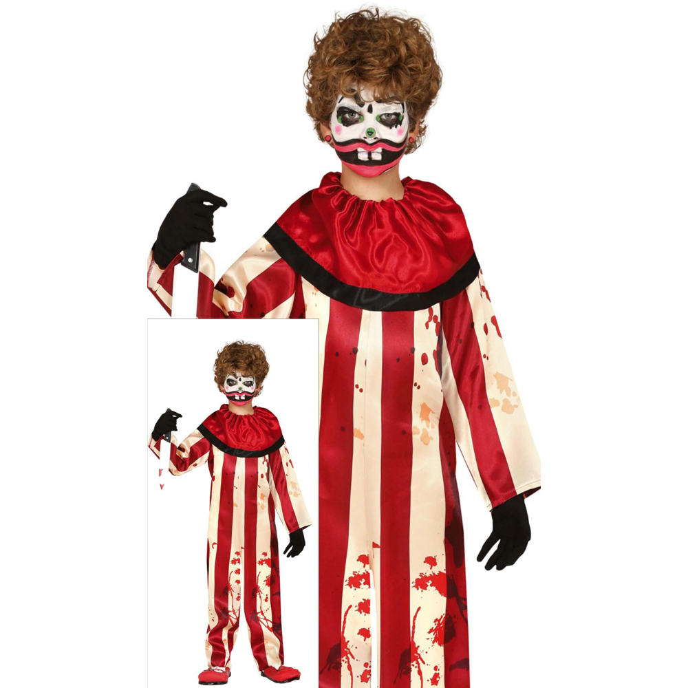 Fiestas Guirca Striped Clown Red and Beige Costume 10 to 12 Years Image 2
