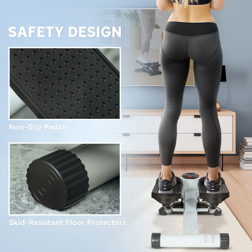 Sportnow White Mini Stepper Machine with LCD Monitor and Non-Slip Pedals Image 8