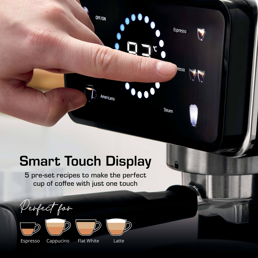 Swan SK22113BLK Black 20 Bar 1.5L Pump Espresso Digital Coffee Machine 1350W Image 4