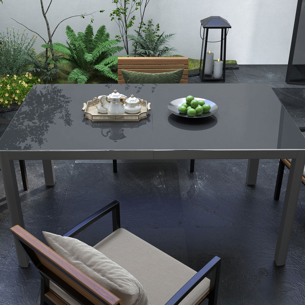 Outsunny 6 Seater Garden Dining Table Grey Image 3